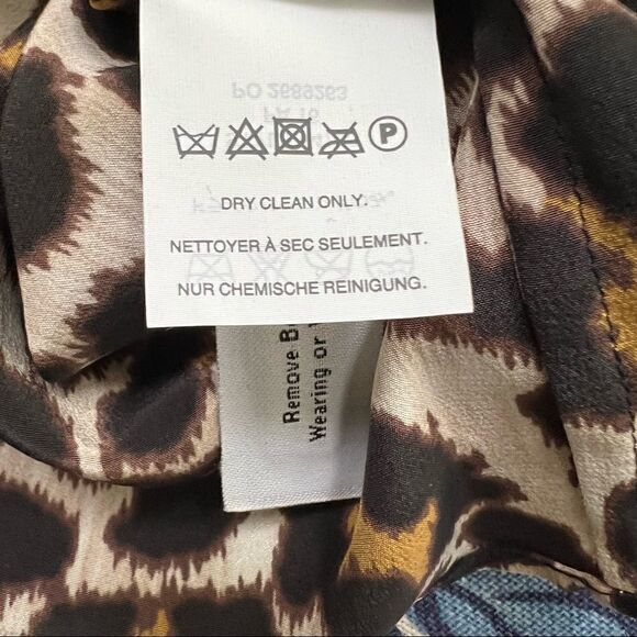 J. Crew Silk Cheetah Animal Print Cap Sleeve V Neck Tunic Top - Picture 8 of 8